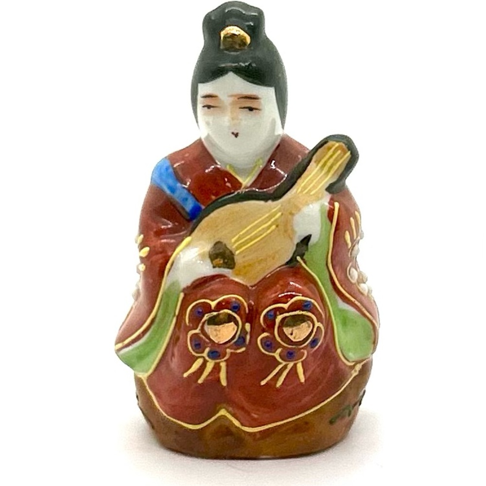 Vintage Japanese Mutant Porcelain Figurine Benzaiten Goddess Lady w Instrument